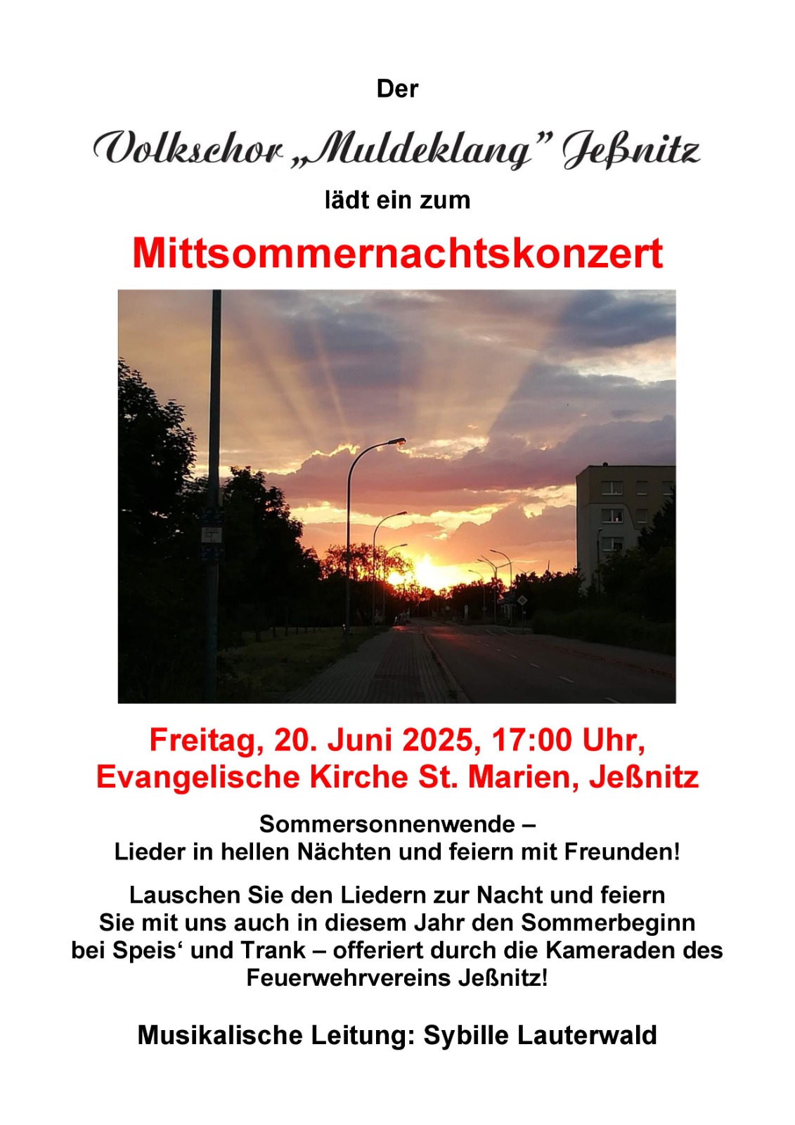 Mittsommernachtskonzert am 20.06.2025 in der Evangelischen Kirche St. Marien in Jeßnitz